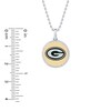 True Fans Green Bay Packers 1/10 CT. T.W. Diamond Enamel Disc Necklace in Sterling Silver and 10K Yellow Gold