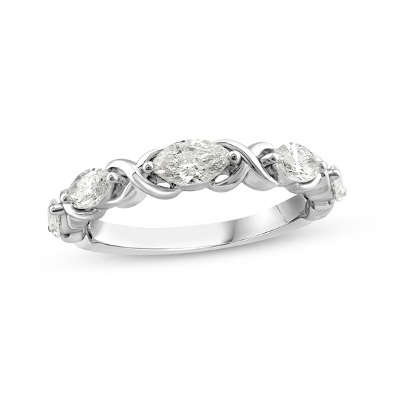 Marquise-Cut Diamond Anniversary Band 1 ct tw 14K White Gold