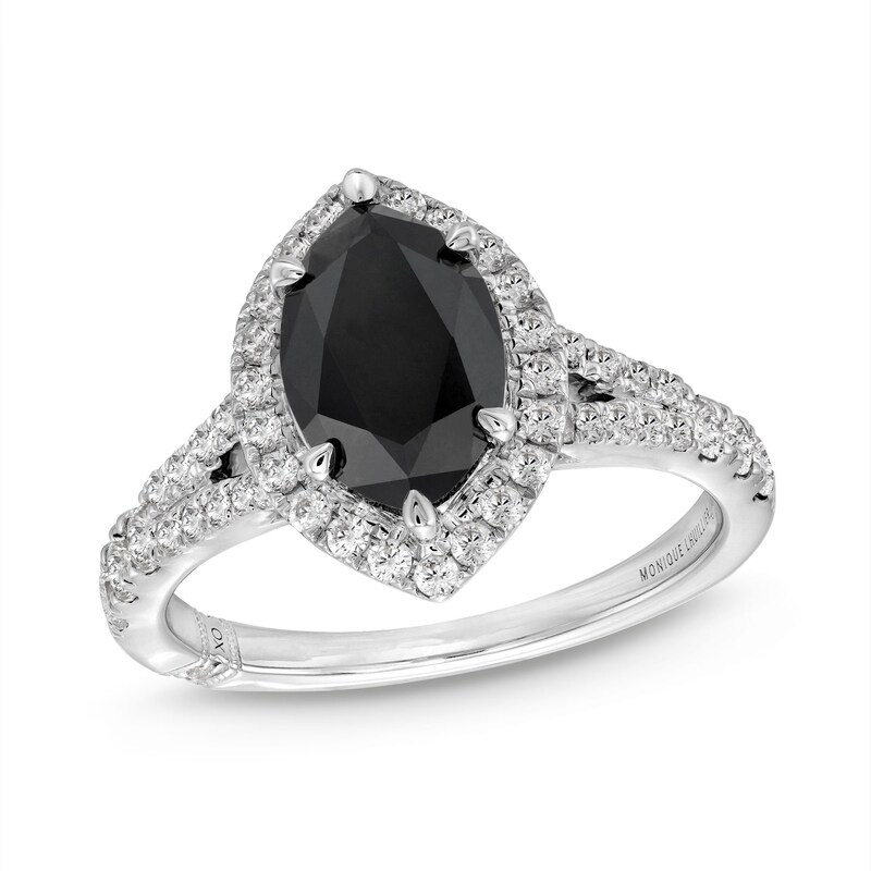 Monique Lhuillier Bliss Marquise-Cut Black & White Diamond Engagement Ring 2-1/2 ct tw 14K White Gold