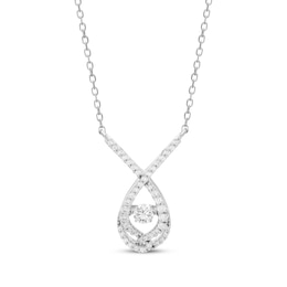 Love Entwined Dancing Diamond Necklace 1/5 ct tw Sterling Silver 18"