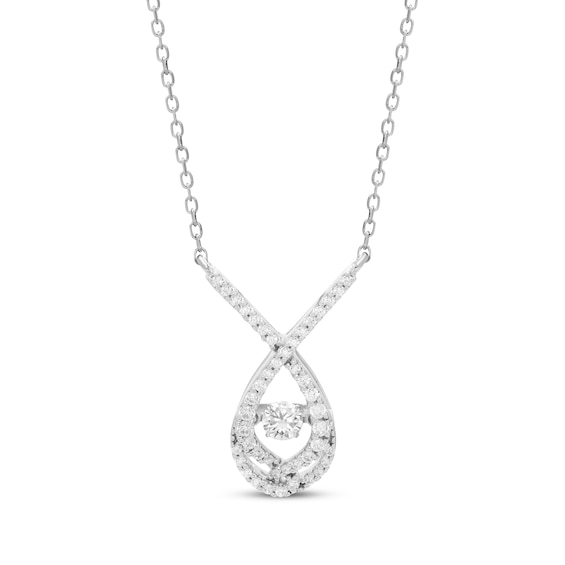 Love Entwined Dancing Diamond Necklace 1/5 ct tw Sterling Silver 18"