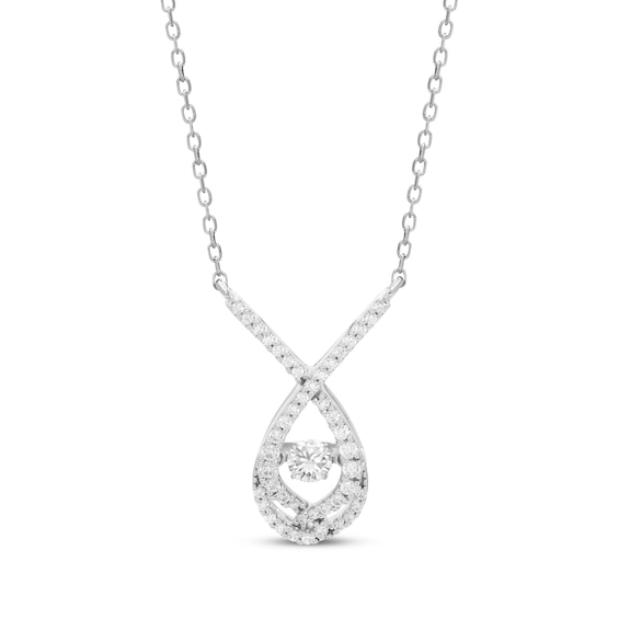 Love Entwined Dancing Diamond Necklace 1/5 ct tw Sterling Silver 18"