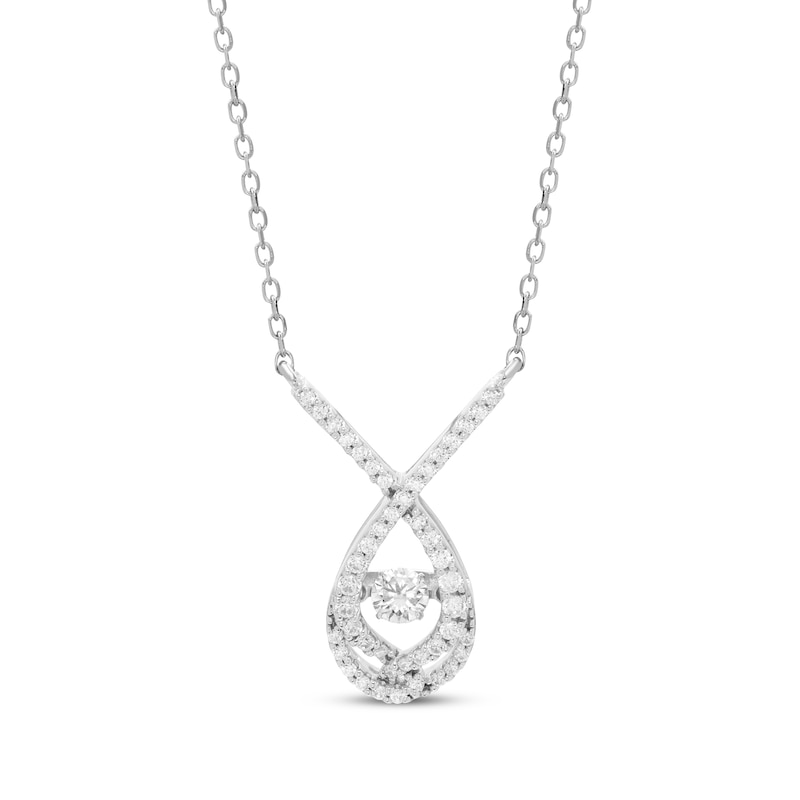 Love Entwined Dancing Diamond Necklace 1/5 ct tw Sterling Silver 18"