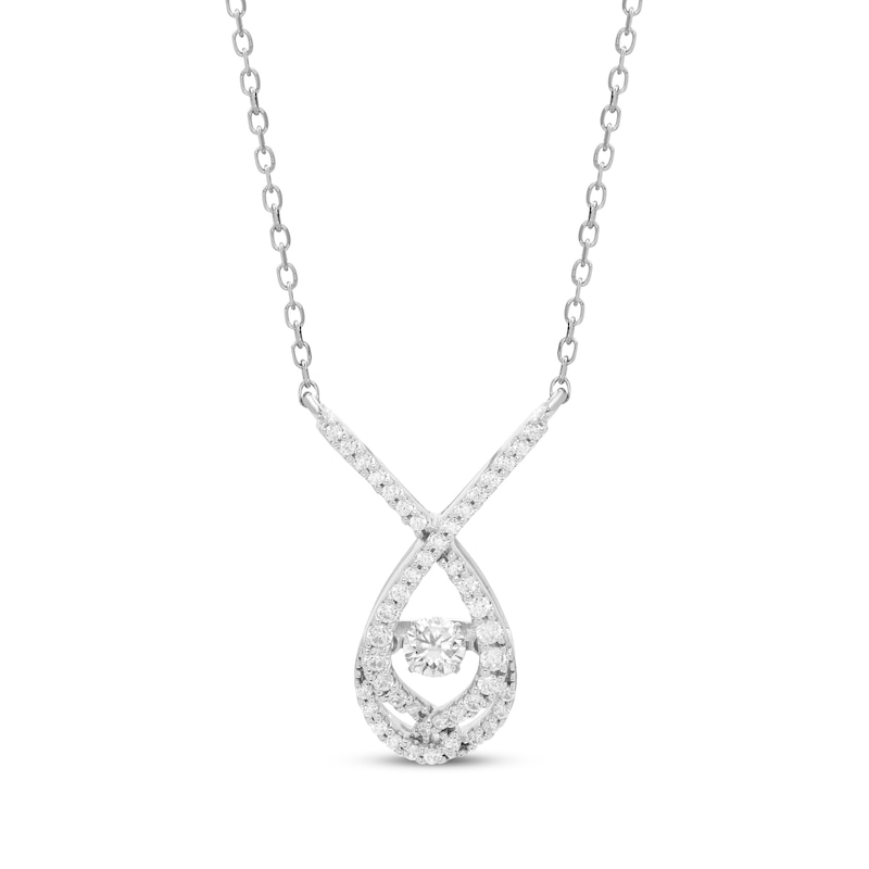 Main Image 1 of Love Entwined Dancing Diamond Necklace 1/5 ct tw Sterling Silver 18&quot;