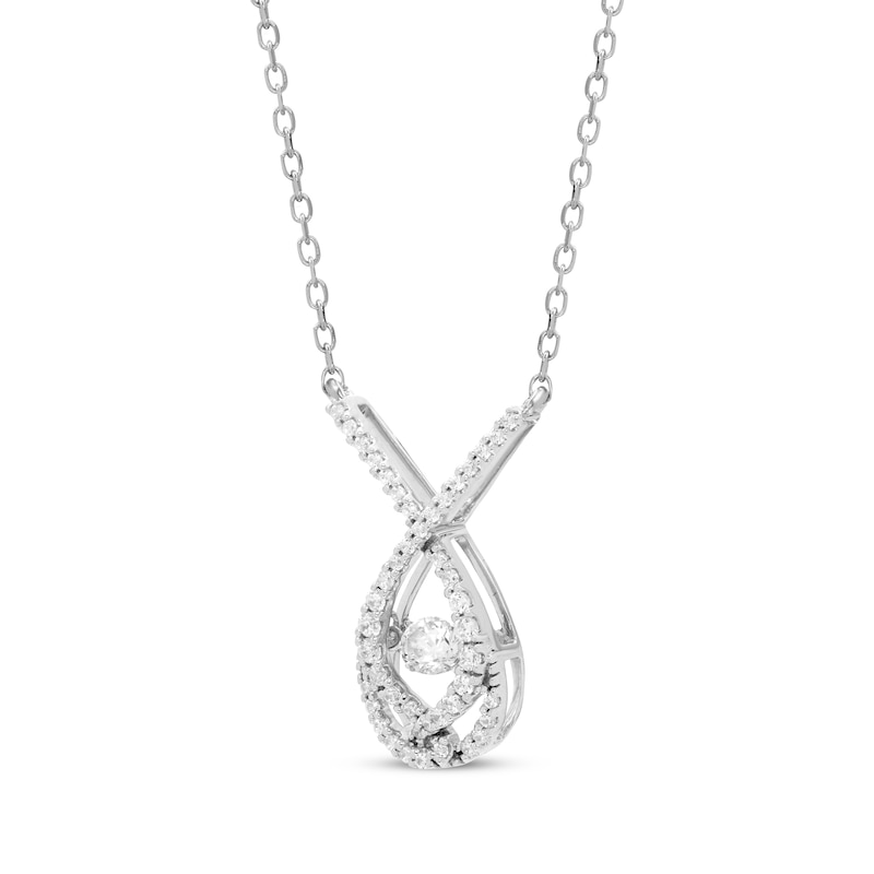 Love Entwined Dancing Diamond Necklace 1/5 ct tw Sterling Silver 18"