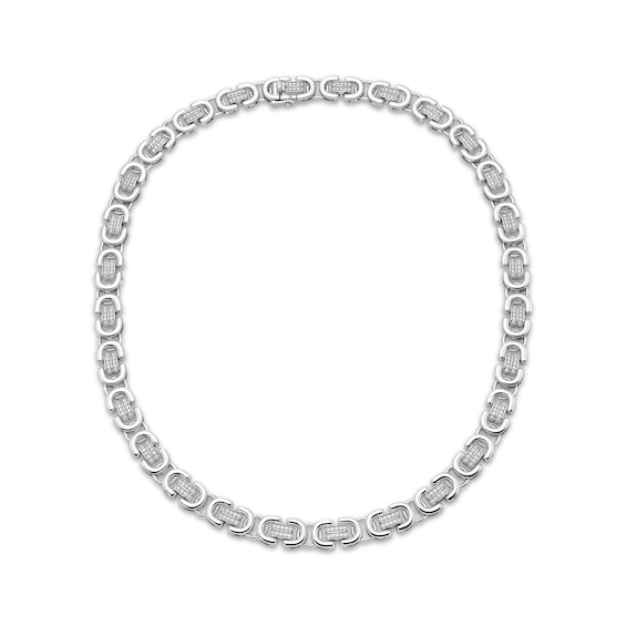 Men's Diamond Link Necklace 2-1/2 ct tw Sterling Silver 20"