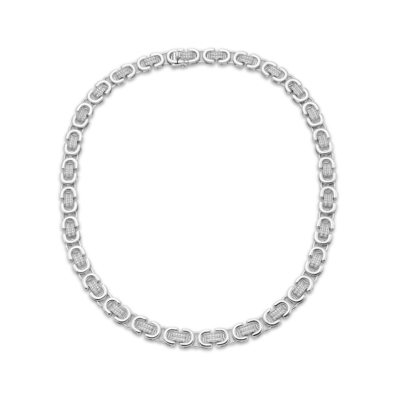 Men's Diamond Link Necklace 2-1/2 ct tw Sterling Silver 20"