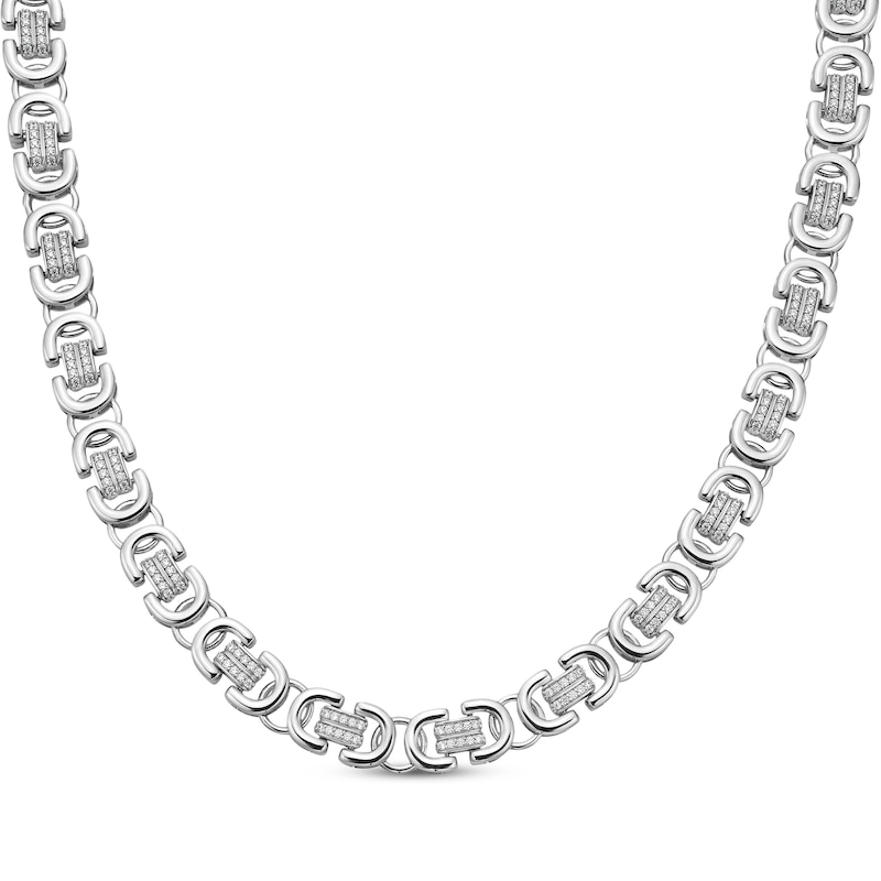 Men's Diamond Link Necklace 2-1/2 ct tw Sterling Silver 20"
