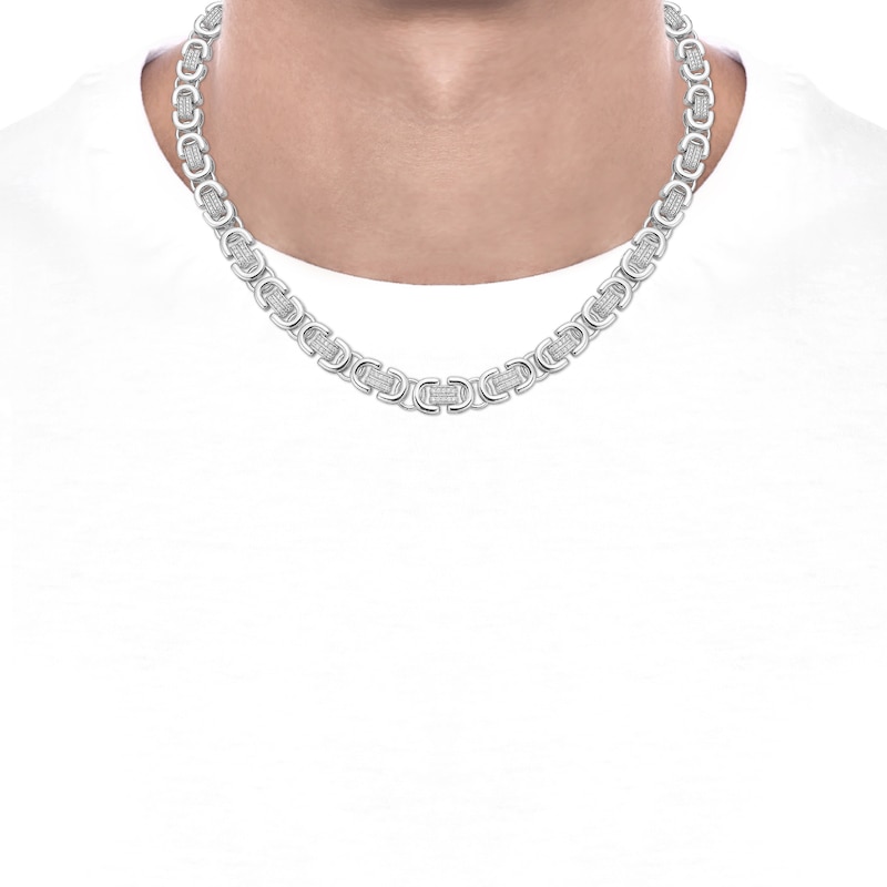 Main Image 4 of Men's Diamond Link Necklace 2-1/2 ct tw Sterling Silver 20&quot;