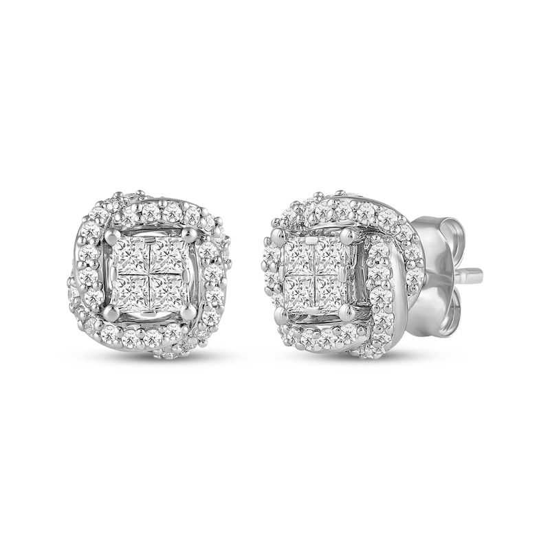 Main Image 1 of Hallmark Diamonds One Love Swirl Knot Earrings 1/3 ct tw Sterling SIlver