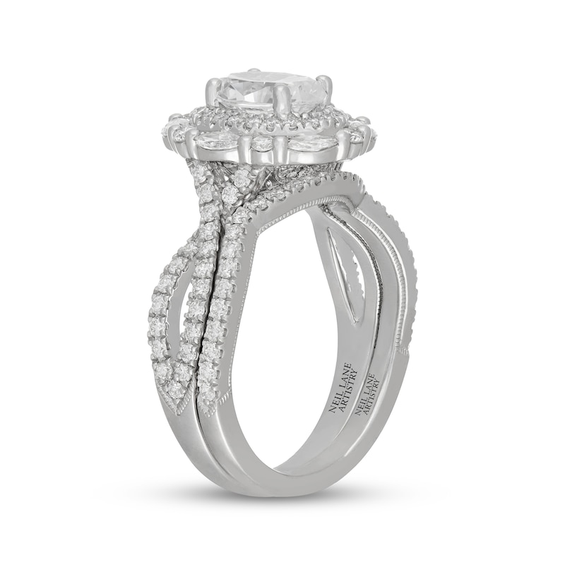 Main Image 2 of Neil Lane Artistry Oval-Cut Lab-Grown Diamond Double Halo Bridal Set 2-1/5 ct tw 14K White Gold