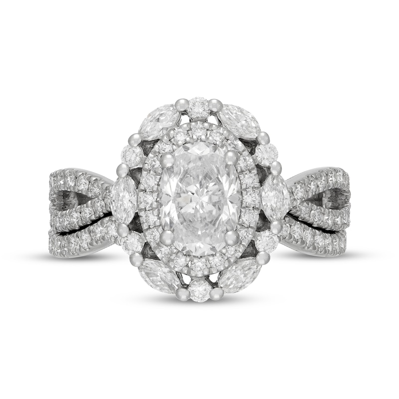Main Image 3 of Neil Lane Artistry Oval-Cut Lab-Grown Diamond Double Halo Bridal Set 2-1/5 ct tw 14K White Gold