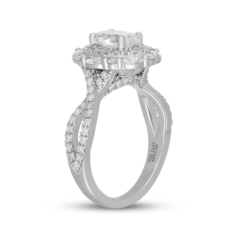 Main Image 2 of Neil Lane Artistry Oval-Cut Lab-Grown Diamond Double Halo Engagement Ring 2 ct tw 14K White Gold