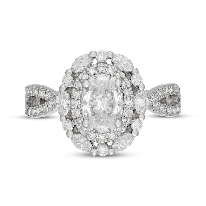 Main Image 3 of Neil Lane Artistry Oval-Cut Lab-Grown Diamond Double Halo Engagement Ring 2 ct tw 14K White Gold