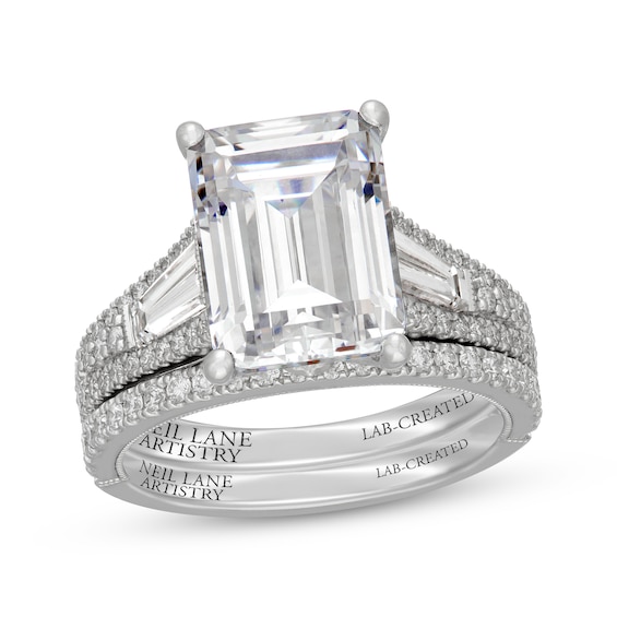 Neil Lane Artistry Emerald-Cut Lab-Grown Diamond Bridal Set 7-5/8 ct tw 14K White Gold