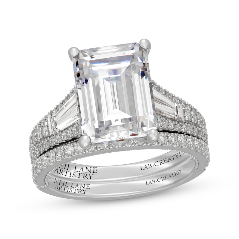 Main Image 1 of Neil Lane Artistry Emerald-Cut Lab-Grown Diamond Bridal Set 7-5/8 ct tw 14K White Gold