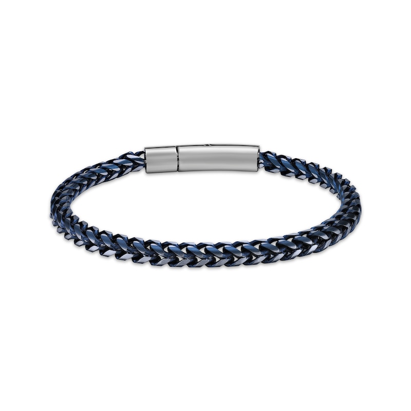 Main Image 1 of Foxtail Chain Bracelet 7mm Blue Ion-Plated Solid Stainless Steel 8.5&quot;