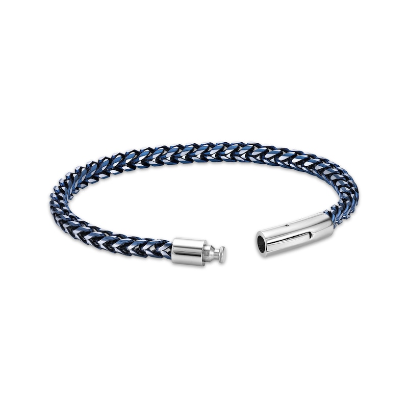 Main Image 2 of Foxtail Chain Bracelet 7mm Blue Ion-Plated Solid Stainless Steel 8.5&quot;