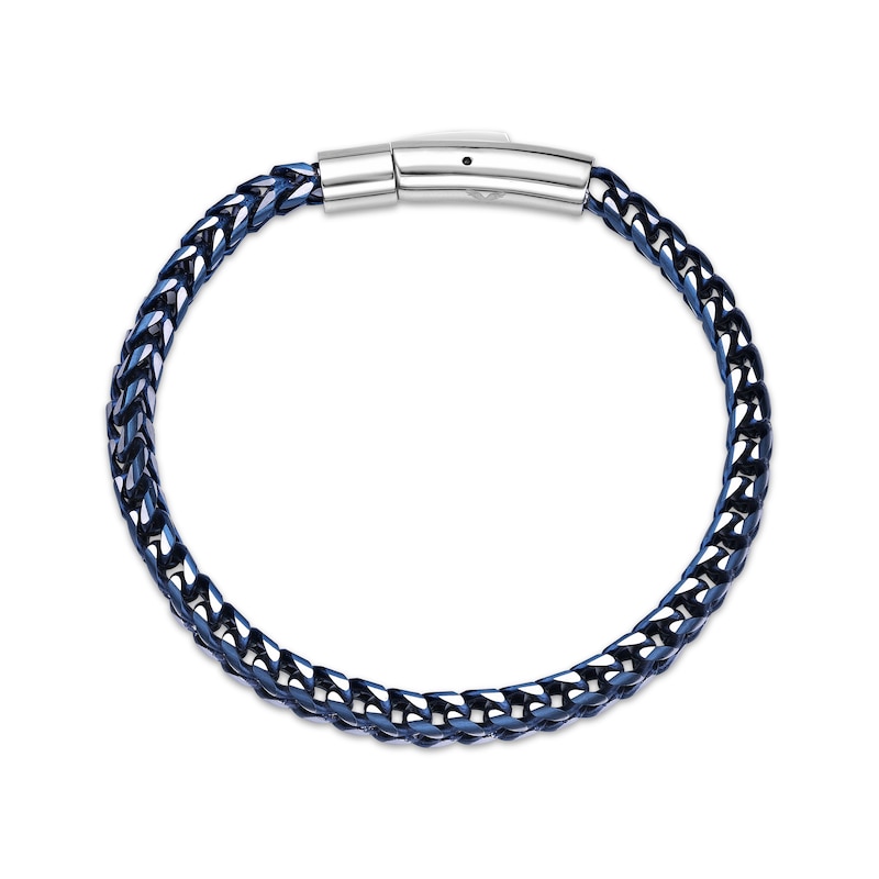 Main Image 3 of Foxtail Chain Bracelet 7mm Blue Ion-Plated Solid Stainless Steel 8.5&quot;