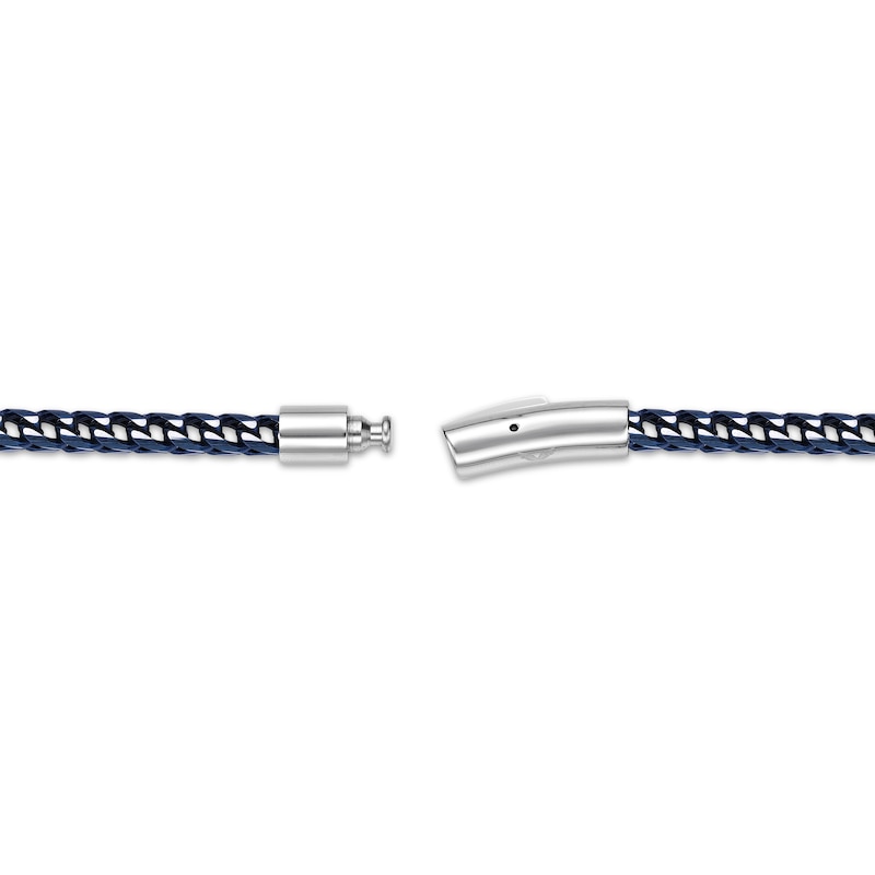 Main Image 4 of Foxtail Chain Bracelet 7mm Blue Ion-Plated Solid Stainless Steel 8.5&quot;