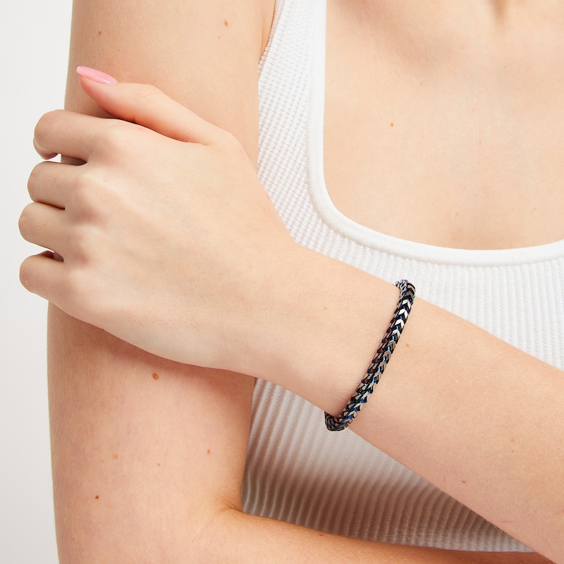 Main Image 5 of Foxtail Chain Bracelet 7mm Blue Ion-Plated Solid Stainless Steel 8.5&quot;