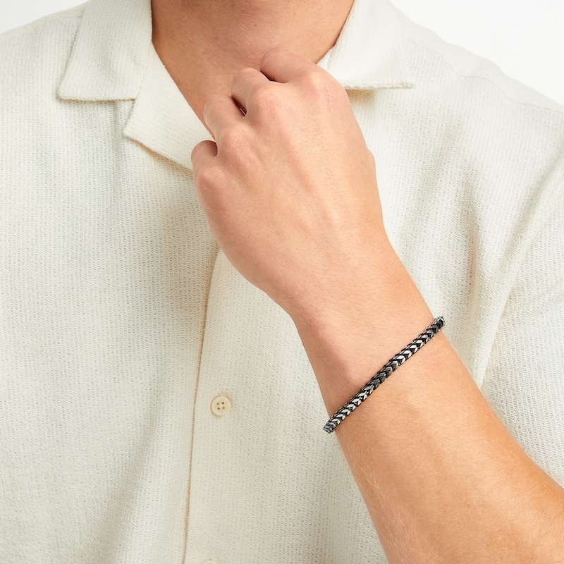 Main Image 6 of Foxtail Chain Bracelet 7mm Blue Ion-Plated Solid Stainless Steel 8.5&quot;