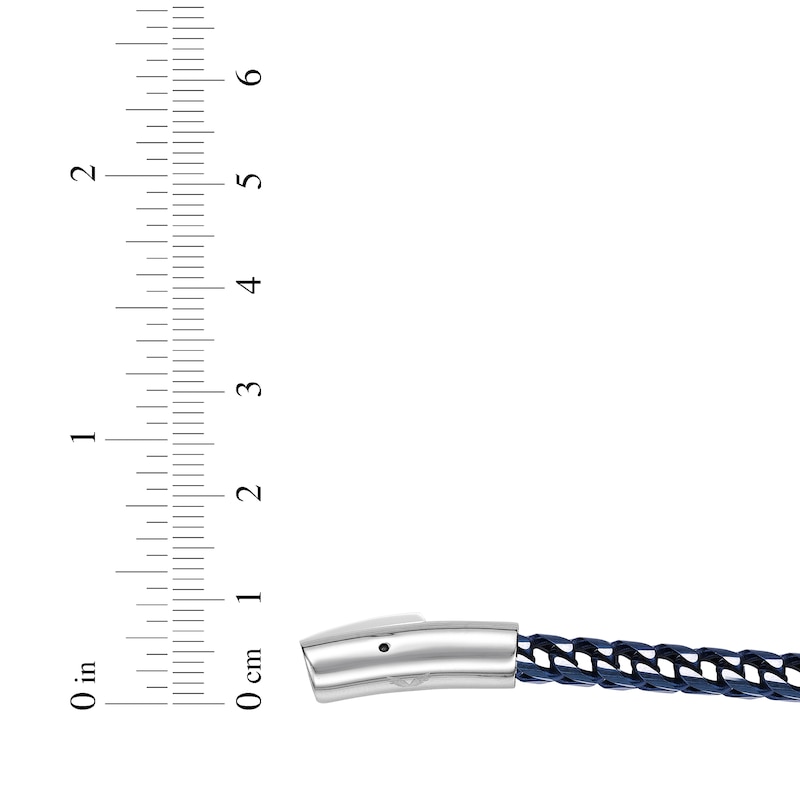 Main Image 7 of Foxtail Chain Bracelet 7mm Blue Ion-Plated Solid Stainless Steel 8.5&quot;