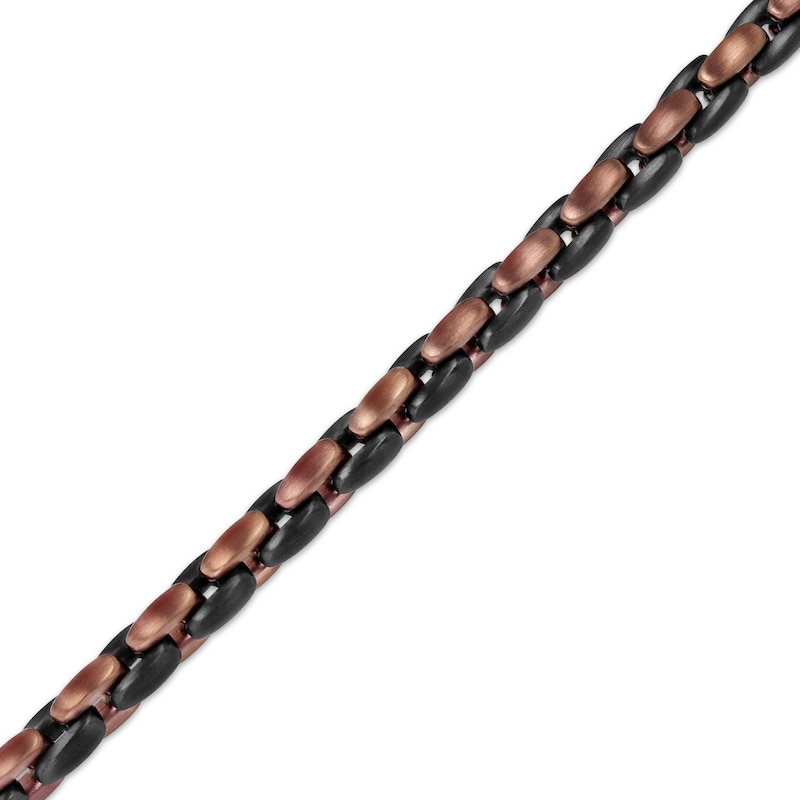 Main Image 2 of Link Necklace 6.4mm Black & Brown Ion-Plated Solid Stainless Steel 24"