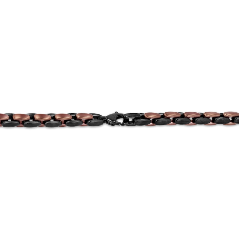 Main Image 3 of Link Necklace 6.4mm Black & Brown Ion-Plated Solid Stainless Steel 24"
