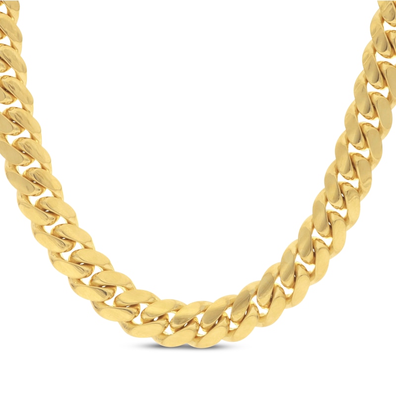 Solid Miami Cuban Curb Chain Necklace 11.55mm 10K Yellow Gold 24"
