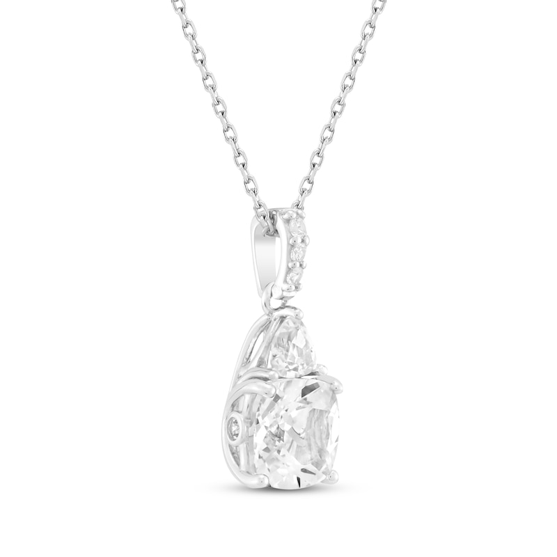 Main Image 2 of Cushion-Cut White Lab-Created Sapphire Necklace Sterling Silver 18&quot;