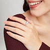 Thumbnail Image 3 of Cushion-Cut Aquamarine & White Lab-Created Sapphire Ring Sterling Silver