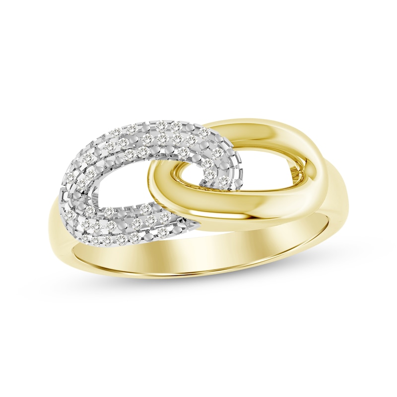 Main Image 1 of Linked Always Diamond Chain Link Ring 1/10 ct tw 10K Yellow Gold