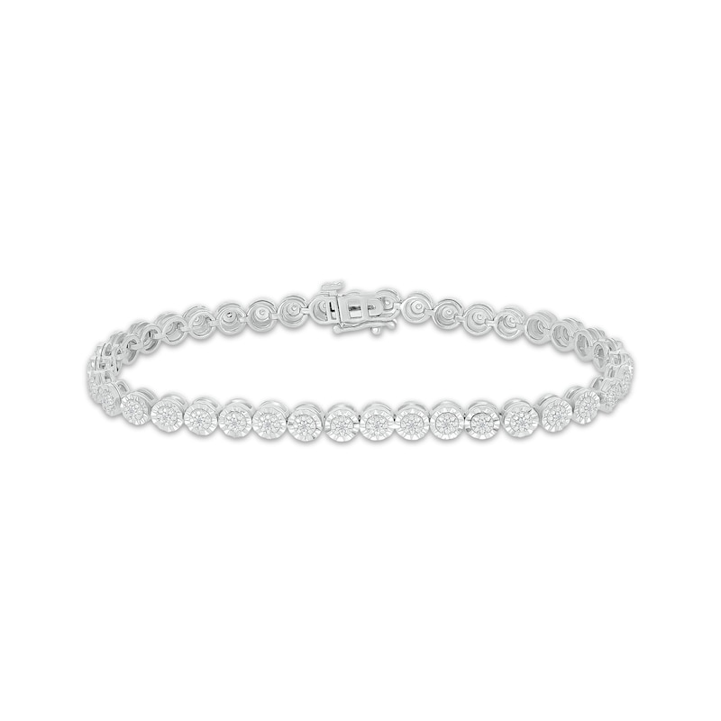 Diamond Circle Link Bracelet 1/4 ct tw Sterling Silver 7"