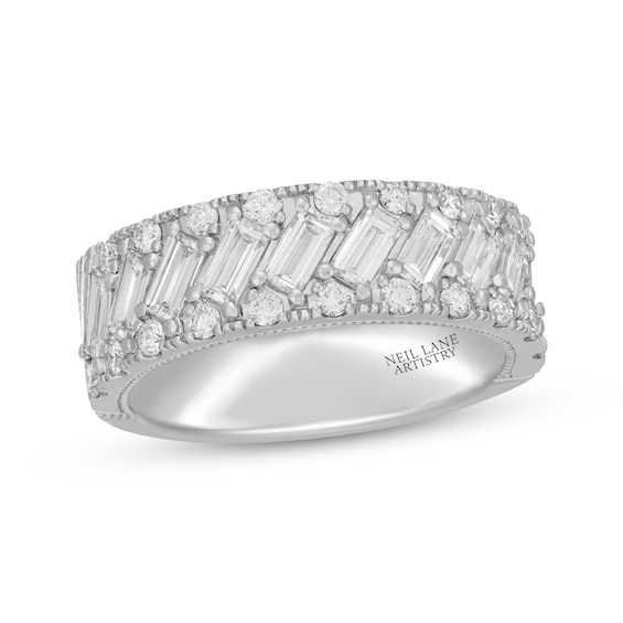 Neil Lane Artistry Baguette & Round-Cut Lab-Grown Diamond Anniversary Ring 1-1/2 ct tw 14K White Gold
