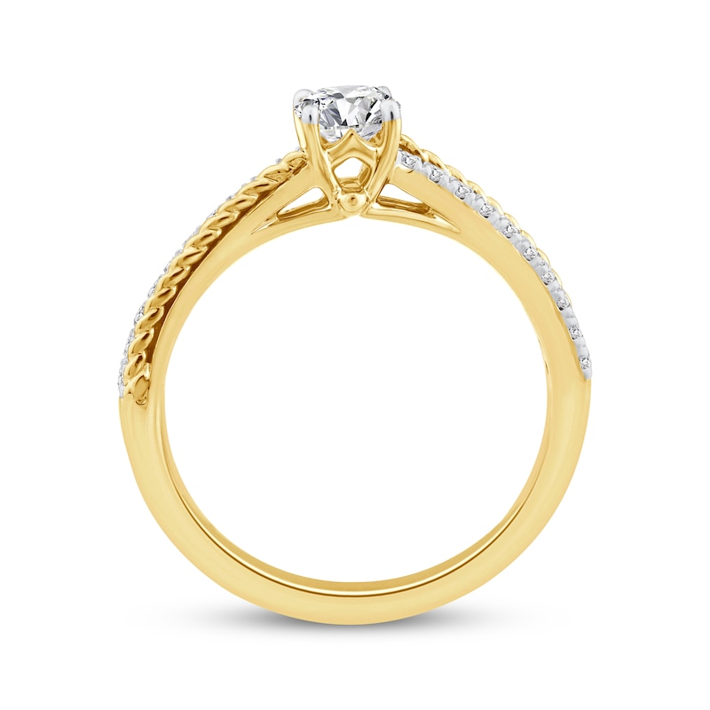 Threads of Love Round-Cut Diamond Engagement Ring 5/8 ct tw 14K Two-Tone Gold