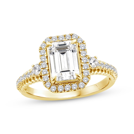 Threads of Love Emerald-Cut Lab-Grown Diamond Halo Engagement Ring 2-1/2 ct tw 14K Yellow Gold