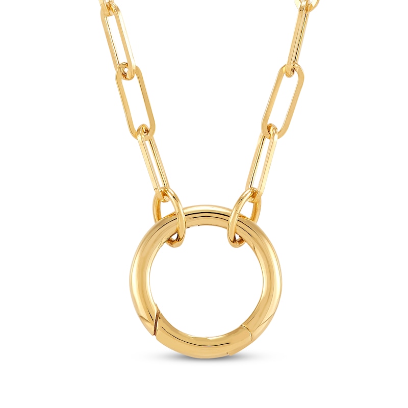 Main Image 1 of Paperclip Chain Necklace with O-Ring Clasp Hollow 10K Yellow Gold 17&quot;
