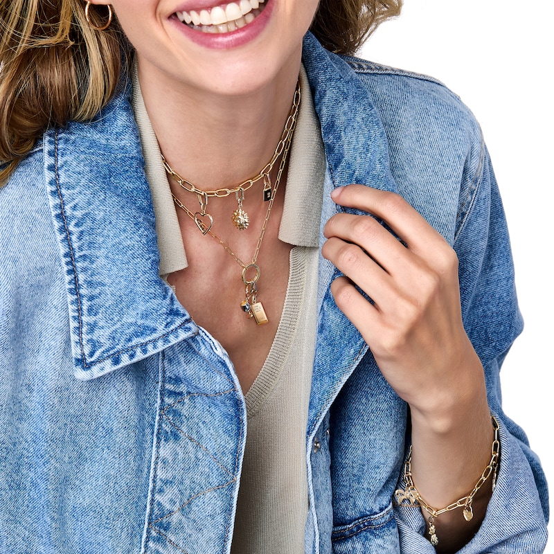 Main Image 6 of Paperclip Chain Necklace with O-Ring Clasp Hollow 10K Yellow Gold 17&quot;