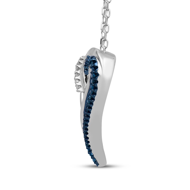 Main Image 2 of Blue & White Diamond Heart Necklace 1/10 ct tw Sterling Silver 18&quot;