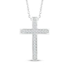 Thumbnail Image 1 of Diamond Domed Cross Necklace 1/10 ct 10K White Gold 18"