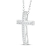Thumbnail Image 2 of Diamond Domed Cross Necklace 1/10 ct 10K White Gold 18"