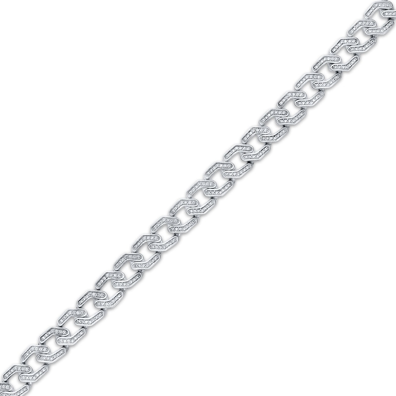 Main Image 2 of Men's Diamond Geometric Curb Chain Bracelet 2 ct tw Sterling Silver 8.5&quot;
