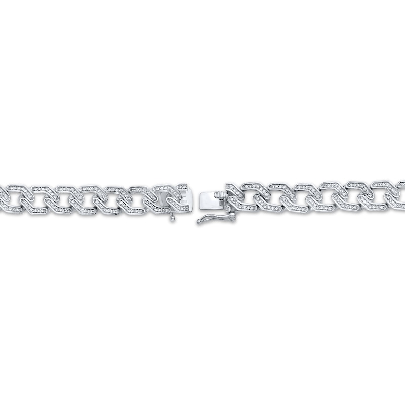 Main Image 3 of Men's Diamond Geometric Curb Chain Bracelet 2 ct tw Sterling Silver 8.5&quot;