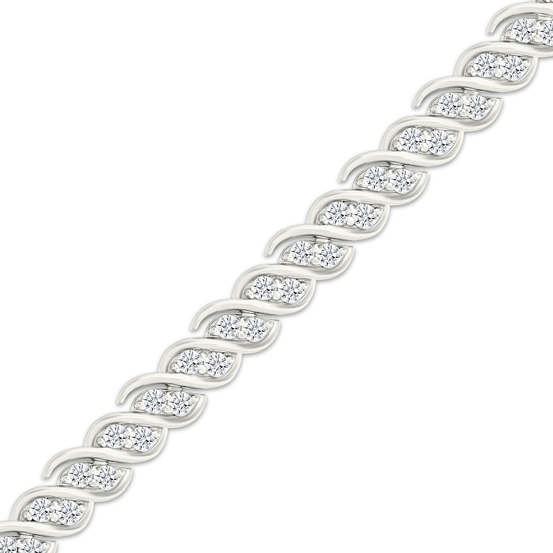 Main Image 2 of Diamond Swirl Link Bracelet 2 ct tw 10K White Gold 7.25"