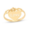 Thumbnail Image 1 of &quot;Love&quot; Heart Dangle Chain Link Ring 10K Yellow Gold