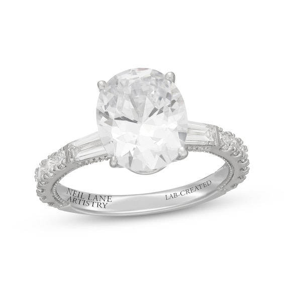 Neil Lane Artistry Oval-Cut Lab-Grown Diamond Engagement Ring 4 ct tw 14K White Gold