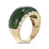 Thumbnail Image 2 of Nephrite Jade & Diamond Scallop Edge Ring 1/6 ct tw 14K Yellow Gold