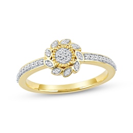 Multi-Diamond Sunflower Promise Ring 1/6 ct tw 10K Yellow Gold