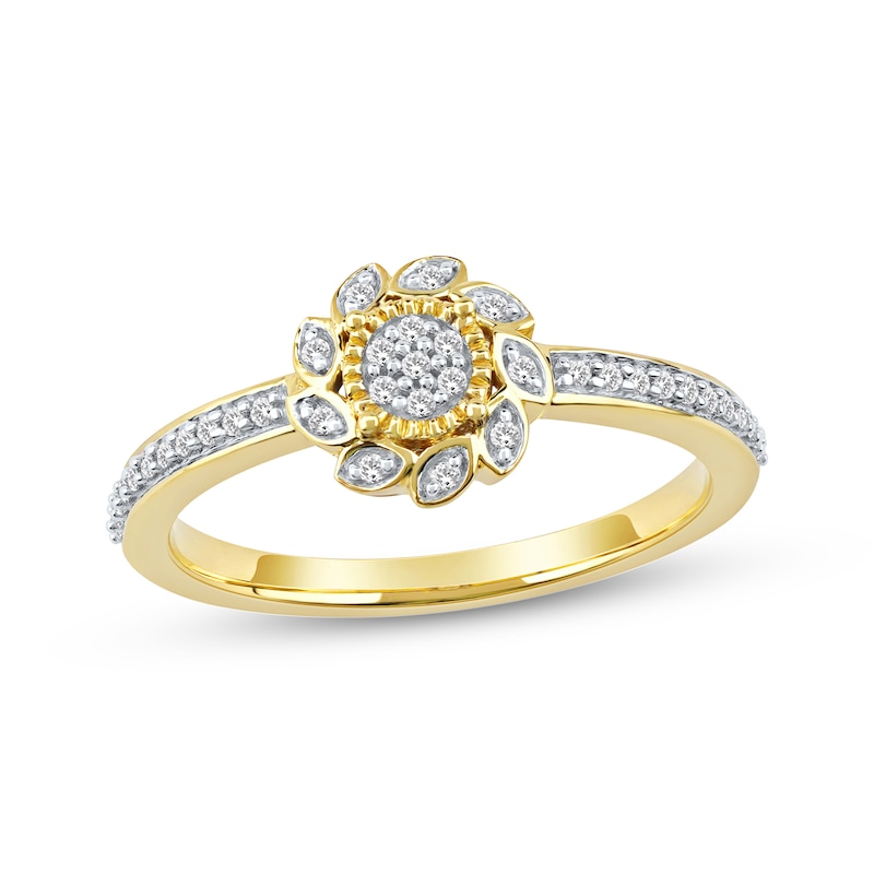 Main Image 1 of Multi-Diamond Sunflower Promise Ring 1/6 ct tw 10K Yellow Gold